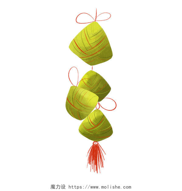 绿色手绘卡通端午节粽子传统节日美食元素PNG素材